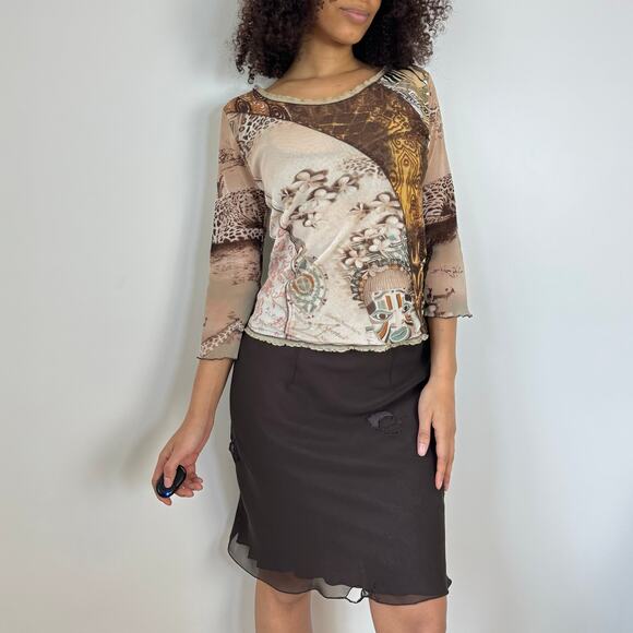 Vintage Y2K Tribal Mesh Top (M) - Picture 6 of 9